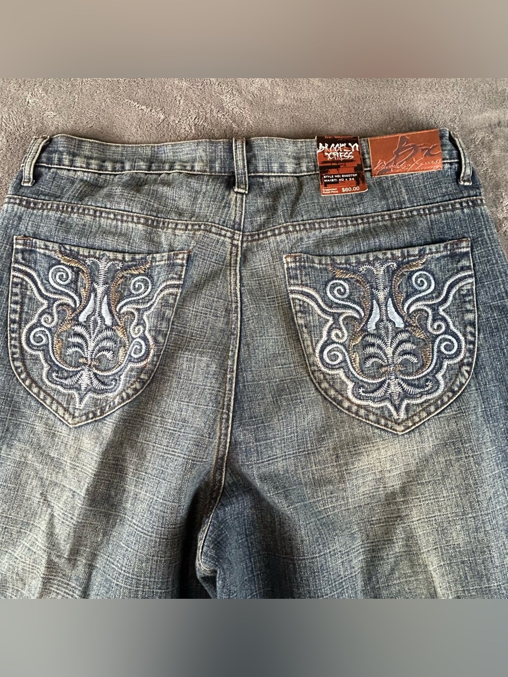 Brooklyn Xpress Baggy Jeans Mens 40 X 34 Wide Leg Skater Y2K Streetwear NWT - Picture 6 of 13